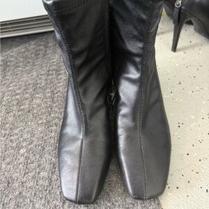 Zara Black Heeled Leather Boots